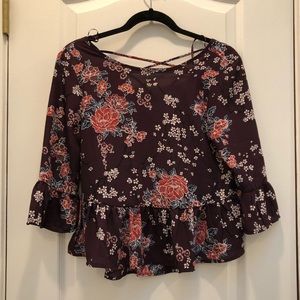 Purple floral blouse